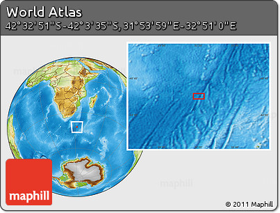 Physical Location Map of the Area around 42° 18' 13" S, 32° 22' 30" E