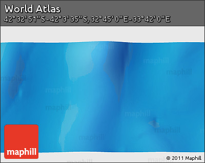 Physical 3D Map of the Area around 42° 18' 13" S, 33° 13' 30" E