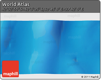 Shaded Relief 3D Map of the Area around 42° 18' 13" S, 33° 13' 30" E