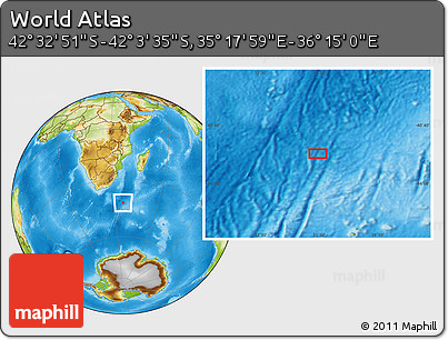 Physical Location Map of the Area around 42° 18' 13" S, 35° 46' 29" E