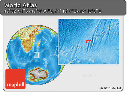 Physical Location Map of the Area around 42° 18' 13" S, 41° 43' 30" E
