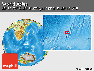 Physical Location Map of the Area around 42° 18' 13" S, 41° 43' 30" E