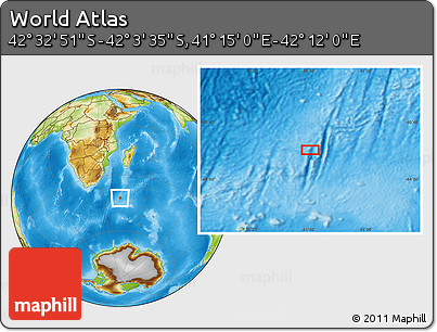 Physical Location Map of the Area around 42° 18' 13" S, 41° 43' 30" E
