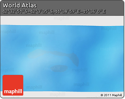 Physical 3D Map of the Area around 42° 18' 13" S, 45° 7' 30" E