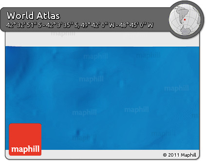Shaded Relief 3D Map of the Area around 42° 18' 13" S, 49° 13' 30" W