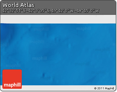 Shaded Relief 3D Map of the Area around 42° 18' 13" S, 49° 13' 30" W