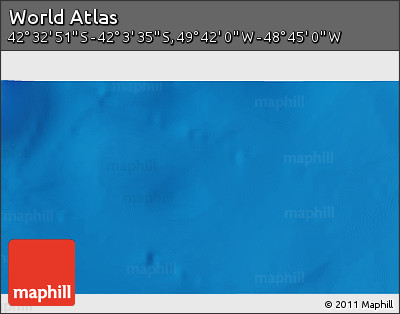 Shaded Relief 3D Map of the Area around 42° 18' 13" S, 49° 13' 30" W