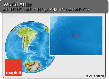 Physical Location Map of the Area around 42° 18' 13" S, 49° 13' 30" W