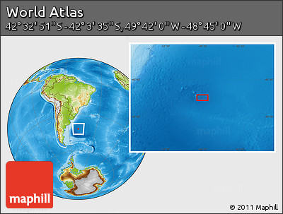 Physical Location Map of the Area around 42° 18' 13" S, 49° 13' 30" W