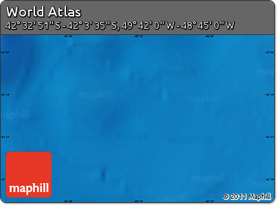 Physical Map of the Area around 42° 18' 13" S, 49° 13' 30" W