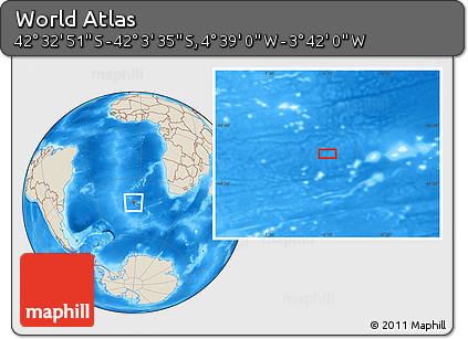 Shaded Relief Location Map of the Area around 42° 18' 13" S, 4° 10' 30" W