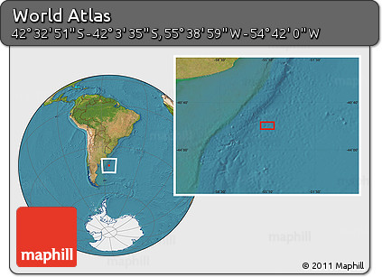 Satellite Location Map of the Area around 42° 18' 13" S, 55° 10' 29" W