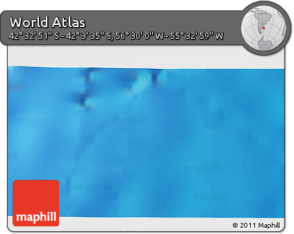 Physical 3D Map of the Area around 42° 18' 13" S, 56° 1' 29" W