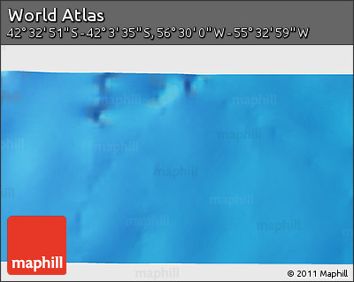 Physical 3D Map of the Area around 42° 18' 13" S, 56° 1' 29" W