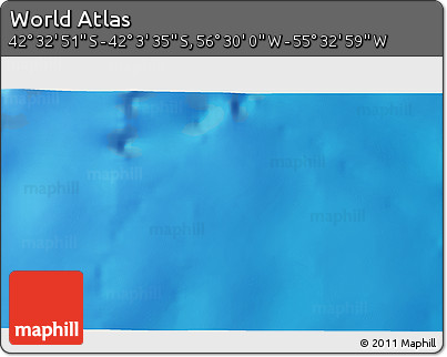 Physical 3D Map of the Area around 42° 18' 13" S, 56° 1' 29" W