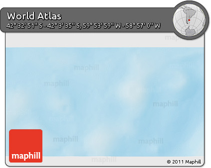 Physical 3D Map of the Area around 42° 18' 13" S, 59° 25' 29" W