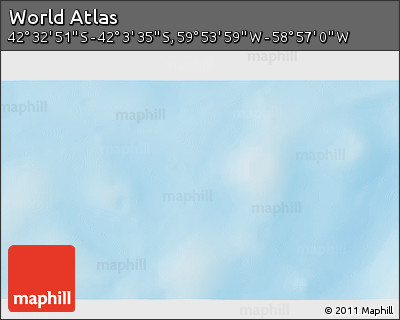 Physical 3D Map of the Area around 42° 18' 13" S, 59° 25' 29" W
