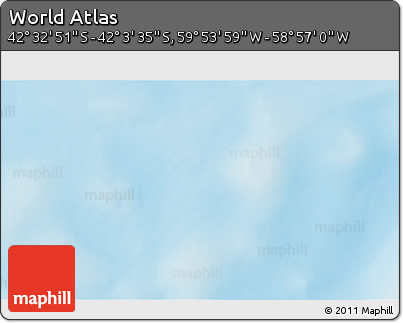 Physical 3D Map of the Area around 42° 18' 13" S, 59° 25' 29" W