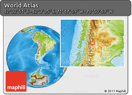 Physical Location Map of the Area around 42° 18' 13" S, 71° 19' 29" W