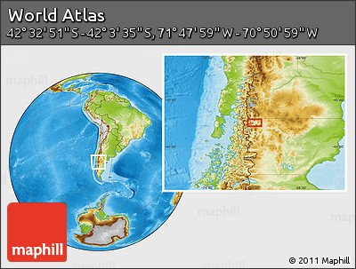 Physical Location Map of the Area around 42° 18' 13" S, 71° 19' 29" W