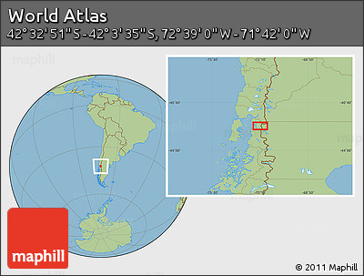 Savanna Style Location Map of the Area around 42° 18' 13" S, 72° 10' 30" W