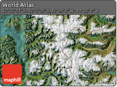 Satellite Map of the Area around 42° 18' 13" S, 72° 10' 30" W
