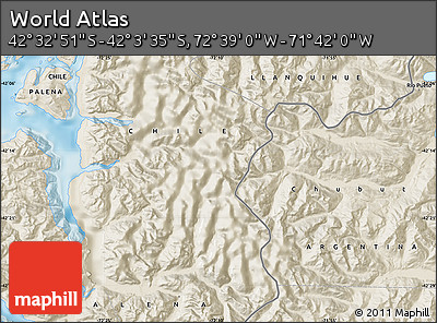 Shaded Relief Map of the Area around 42° 18' 13" S, 72° 10' 30" W
