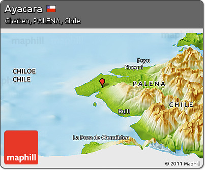 Physical Panoramic Map of Ayacara