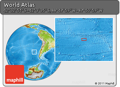 Physical Location Map of the Area around 42° 18' 13" S, 88° 19' 29" W