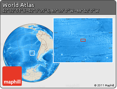 Shaded Relief Location Map of the Area around 42° 18' 13" S, 89° 10' 30" W