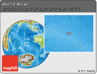 Physical Location Map of the Area around 42° 18' 13" S, 92° 43' 29" E