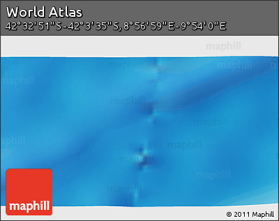 Physical 3D Map of the Area around 42° 18' 13" S, 9° 25' 30" E