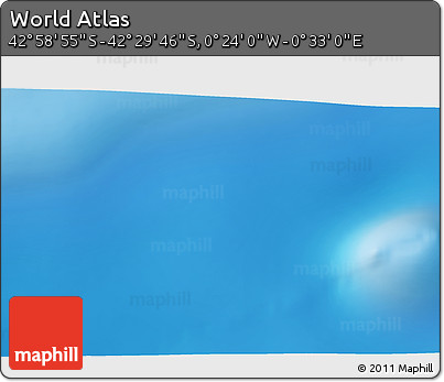 Physical 3D Map of the Area around 42° 44' 20" S, 0° 4' 30" E
