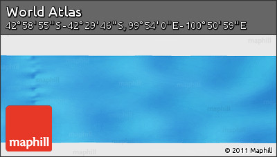 Physical Panoramic Map of the Area around 42° 44' 20" S, 100° 22' 30" E