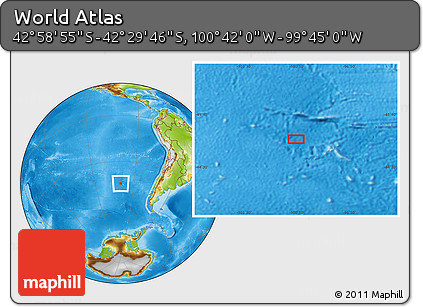 Physical Location Map of the Area around 42° 44' 20" S, 100° 13' 29" W