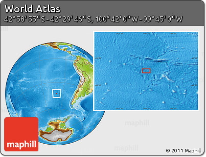 Physical Location Map of the Area around 42° 44' 20" S, 100° 13' 29" W