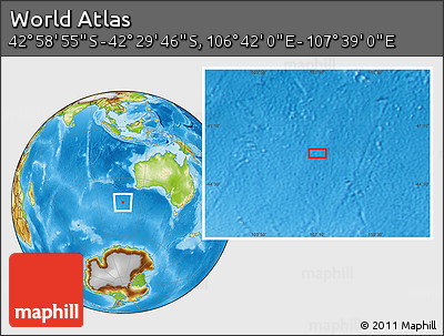 Physical Location Map of the Area around 42° 44' 20" S, 107° 10' 30" E
