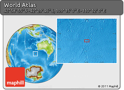 Physical Location Map of the Area around 42° 44' 20" S, 109° 43' 29" E