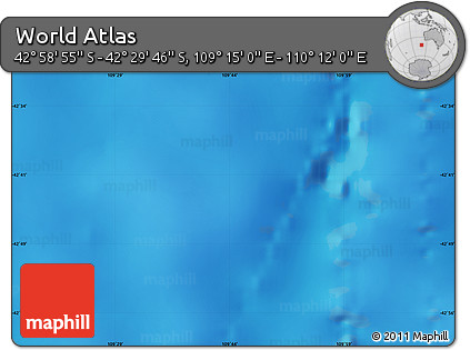 Physical Map of the Area around 42° 44' 20" S, 109° 43' 29" E
