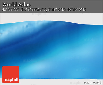 Physical 3D Map of the Area around 42° 44' 20" S, 10° 16' 30" E