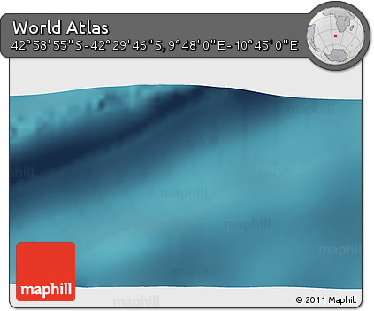 Satellite 3D Map of the Area around 42° 44' 20" S, 10° 16' 30" E