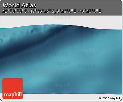 Satellite 3D Map of the Area around 42° 44' 20" S, 10° 16' 30" E