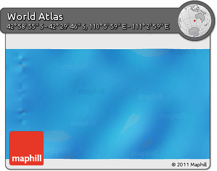 Physical 3D Map of the Area around 42° 44' 20" S, 110° 34' 29" E
