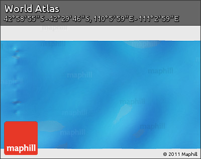Physical 3D Map of the Area around 42° 44' 20" S, 110° 34' 29" E
