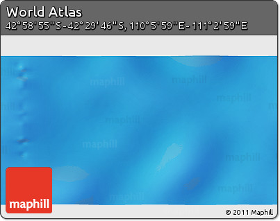 Physical 3D Map of the Area around 42° 44' 20" S, 110° 34' 29" E