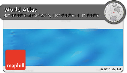 Physical Panoramic Map of the Area around 42° 44' 20" S, 110° 34' 29" E