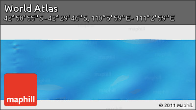 Physical Panoramic Map of the Area around 42° 44' 20" S, 110° 34' 29" E