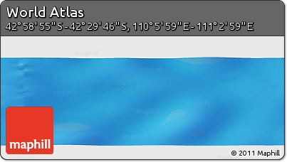 Physical Panoramic Map of the Area around 42° 44' 20" S, 110° 34' 29" E