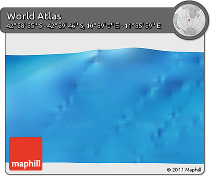 Physical 3D Map of the Area around 42° 44' 20" S, 11° 7' 30" E