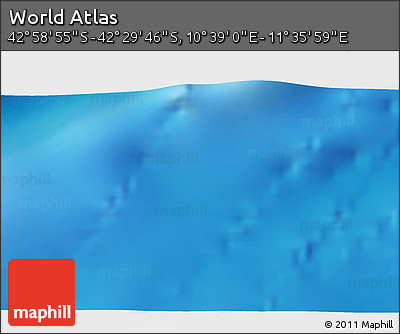 Physical 3D Map of the Area around 42° 44' 20" S, 11° 7' 30" E